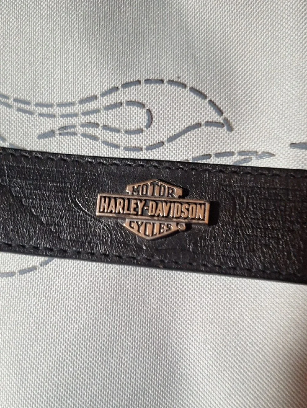 Harley-Davidson Man's Black Leather Belt with Silver Buckle